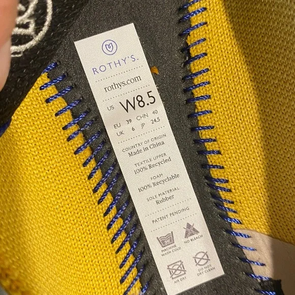 ROTHY’S RETIRED THE POINT MARIGOLD YELLOW POINTED TOE FLATS BALLET WOMEN SZ 8.5 - Picture 5 of 11